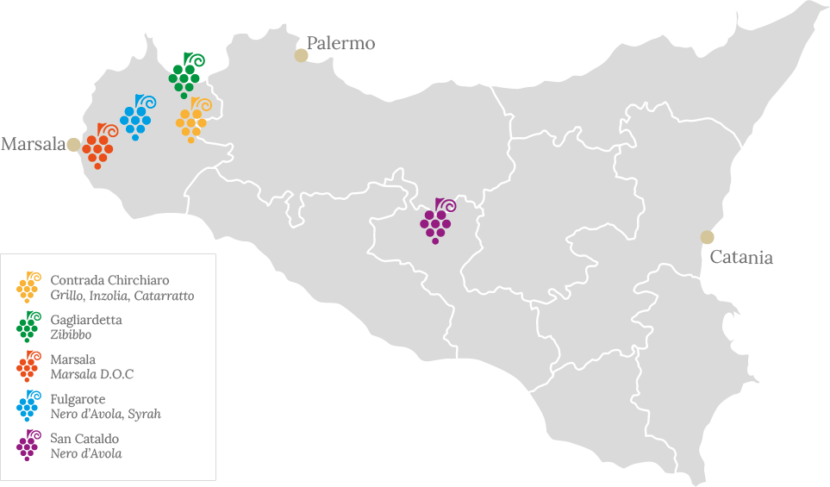 Made from the homonym town, the Marsala wine has been divided into two categories: gold and amber, made from yellow-gold grapes, Cataratto, Inzolia;