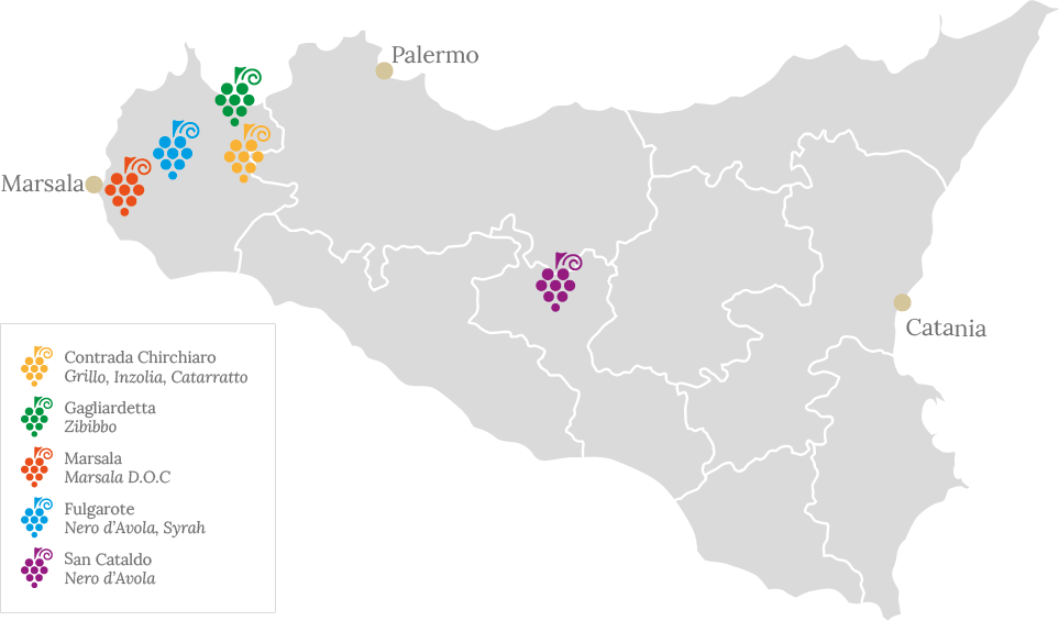 Made from the homonym town, the Marsala wine has been divided into two categories: gold and amber, made from yellow-gold grapes, Cataratto, Inzolia;