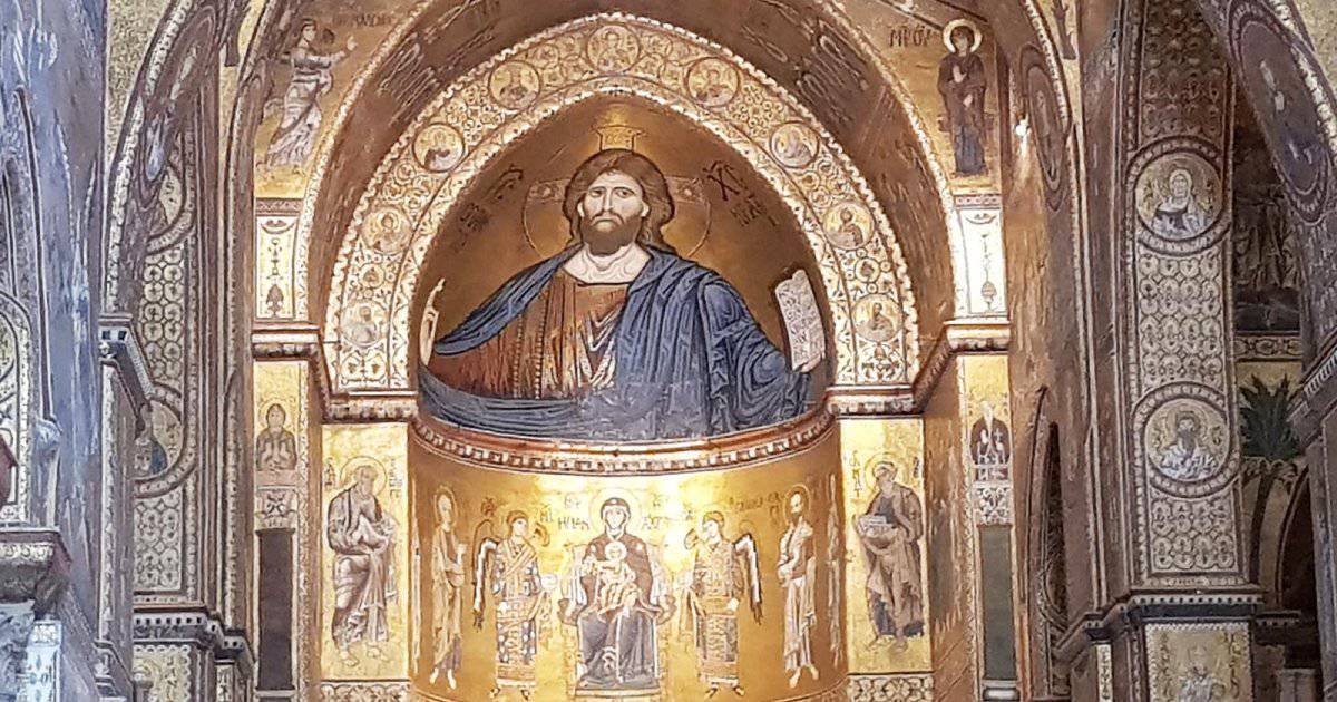 Monreale is the main attraction outside Palermo, the interior is built on a basilica plan with a nave and two side-aisles separated by columns..